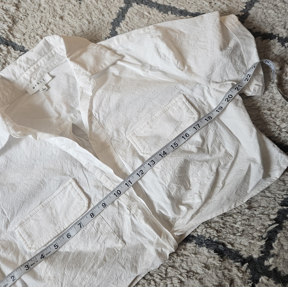 MABLE Brand Cropped Short Sleeve Button Down Large - Picture 3 of 8